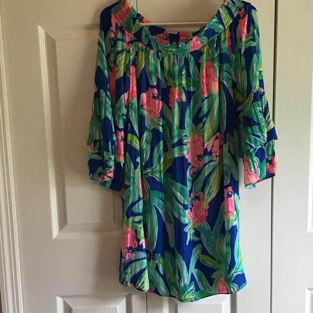 Lilly Off-Shoulder Floral Blouse - Blue & Pink